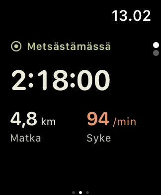 Metsästyksen tallennus Apple Watchilla
